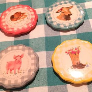 SOLD Woman 4 pc coaster set, Stoneware